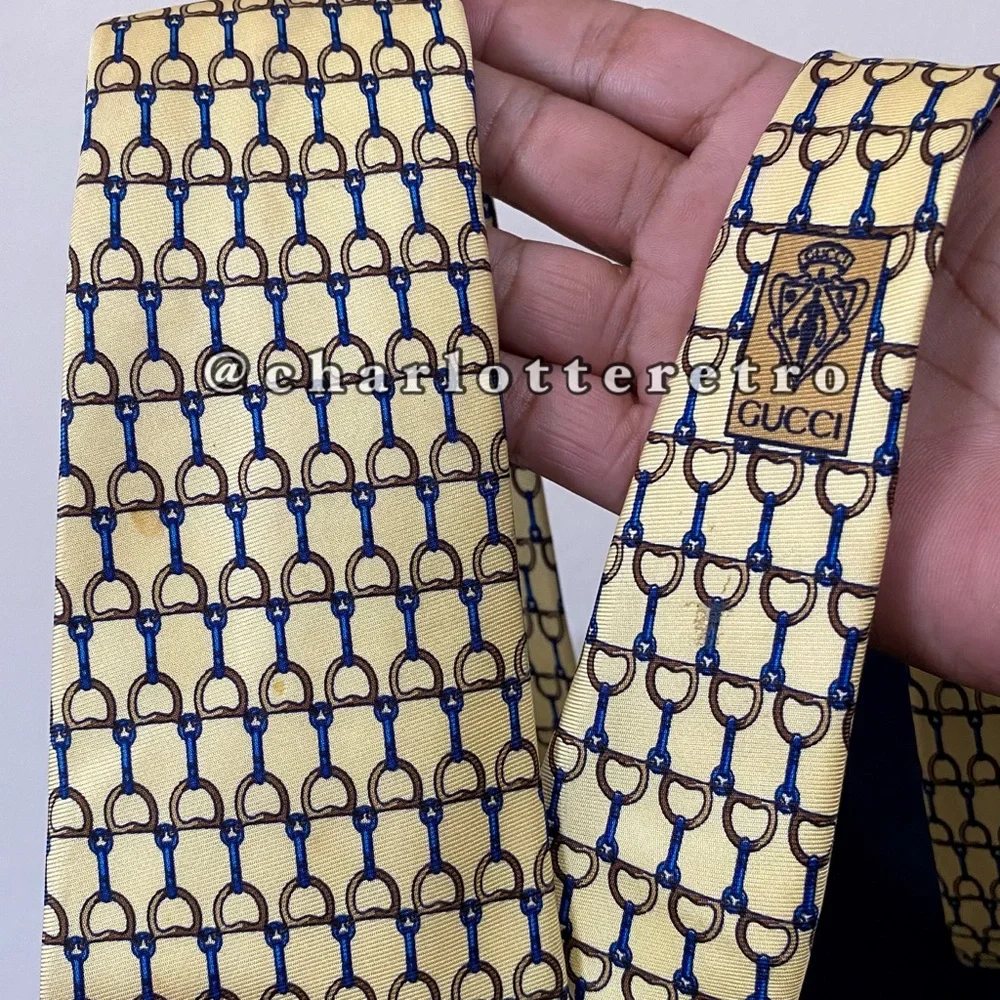 vtg Gucci Horsebit Silk Tie